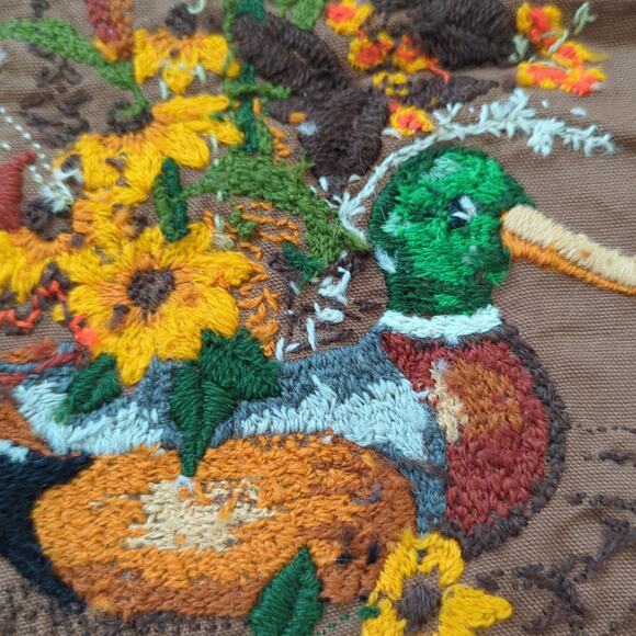 Vintage 80s Woodland Needlework Duck Mallard Embroidery Crewel Creative Circle - Picture 6 of 7